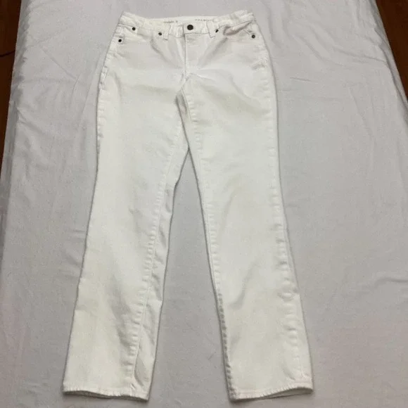 Talbots Heritage Straight Leg White Denim Jeans Womens Size 6 Classic Pants - Picture 9 of 10